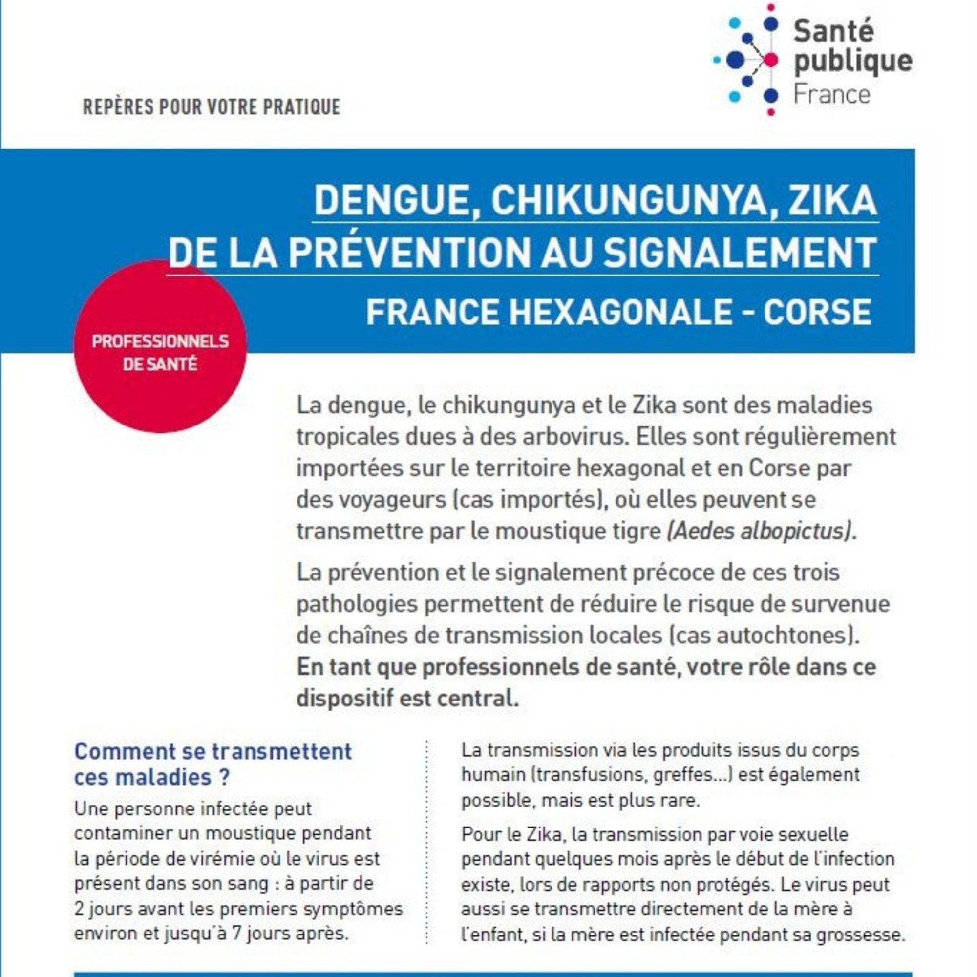 Dengue, chikungunya, Zika : de la prévention au signalement. France hexagonale - Corse