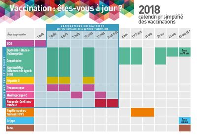 Image carte postale calendrier simplifié des vaccinations 2018